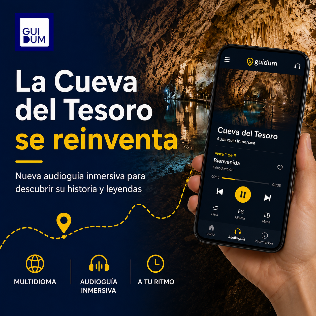 La Cueva del Tesoro reinventa sus visitas: nueva audioguía inmersiva de la mano de Guidum